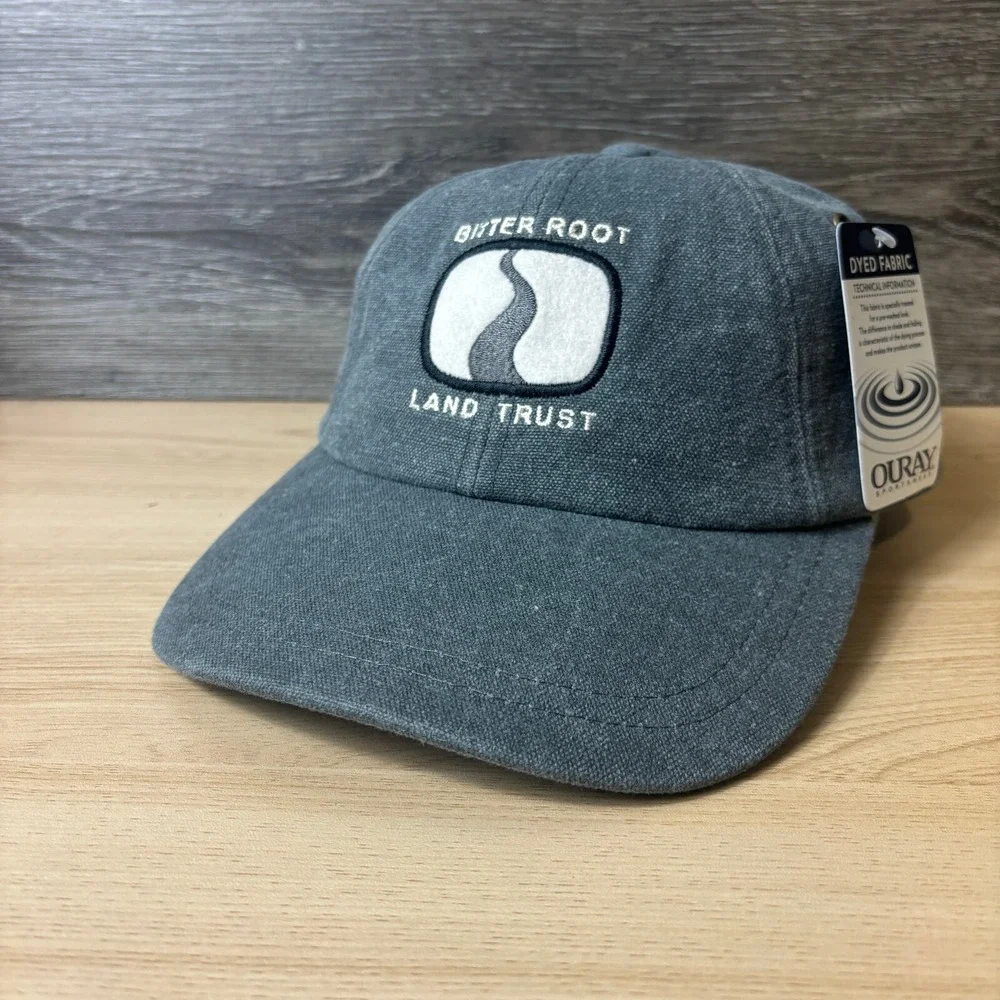 Bitter Root Land Trust Hat Strap Back Gray Canvas Baseball Cap Adjustable NWT‎